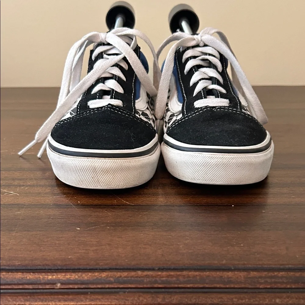 Vans Old Skool Black and Blue Checkered Sneakers Size Juniors 4.5